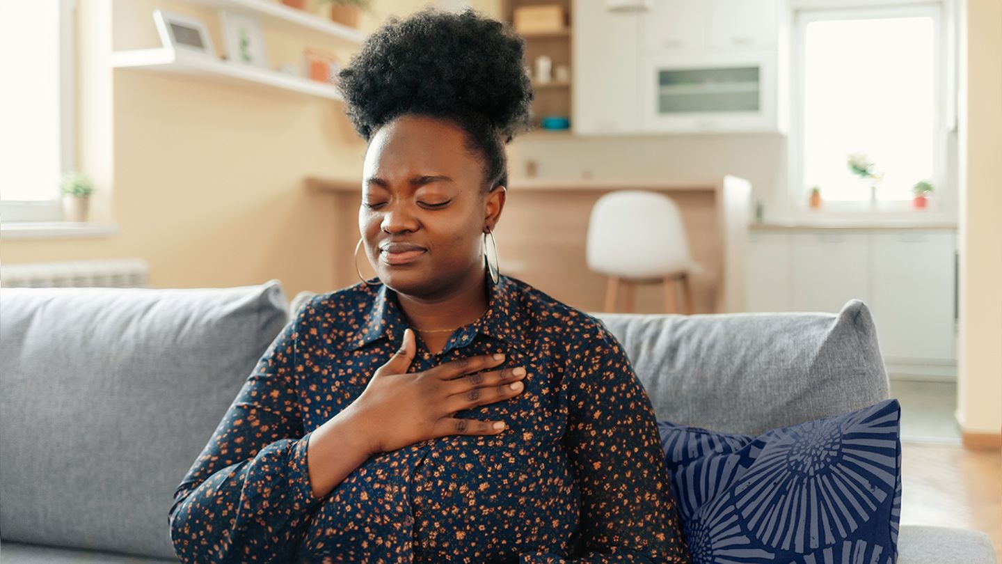 woman catching her breath