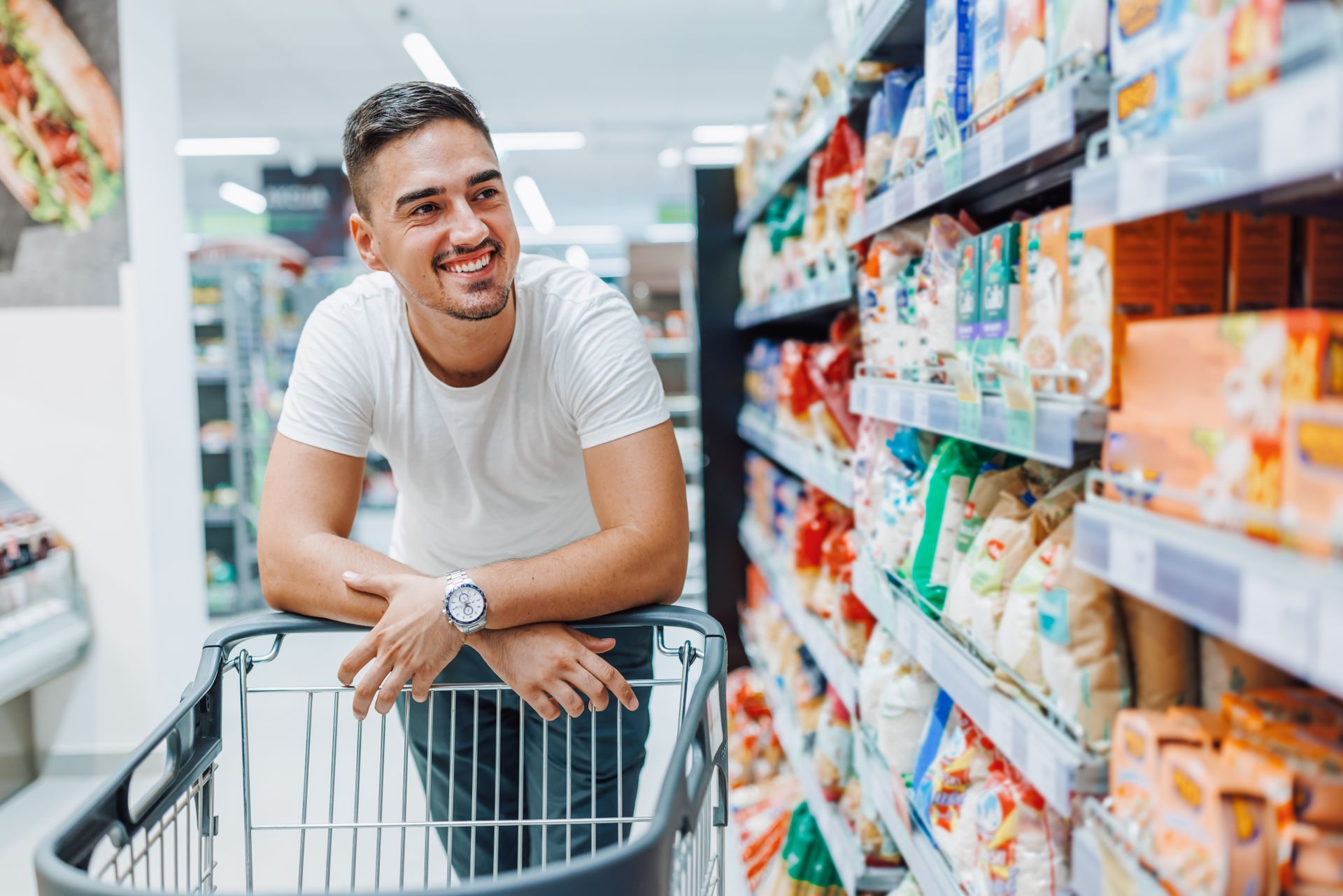 image of man shopping in a grocery store