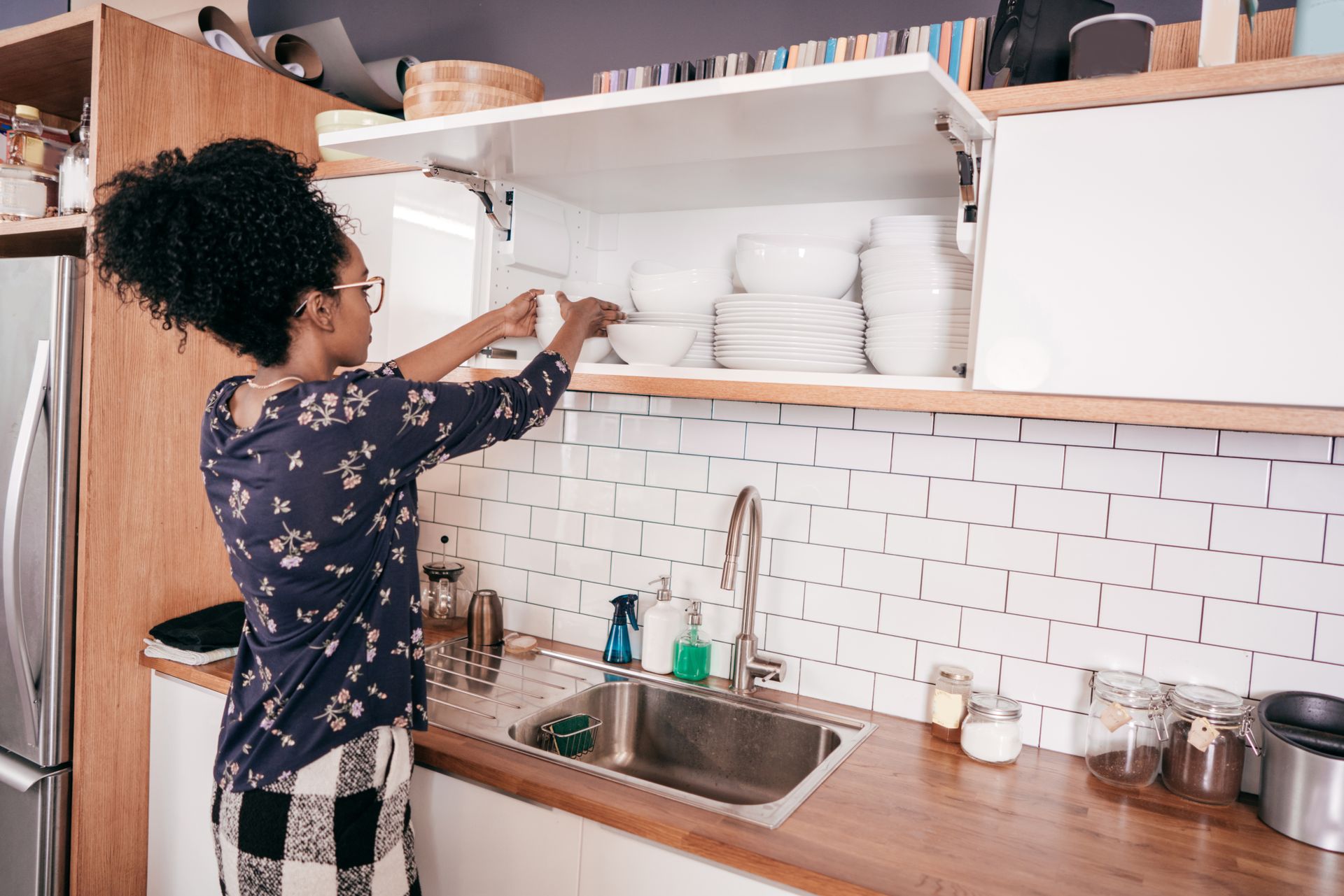 Owner organizing the kitchen