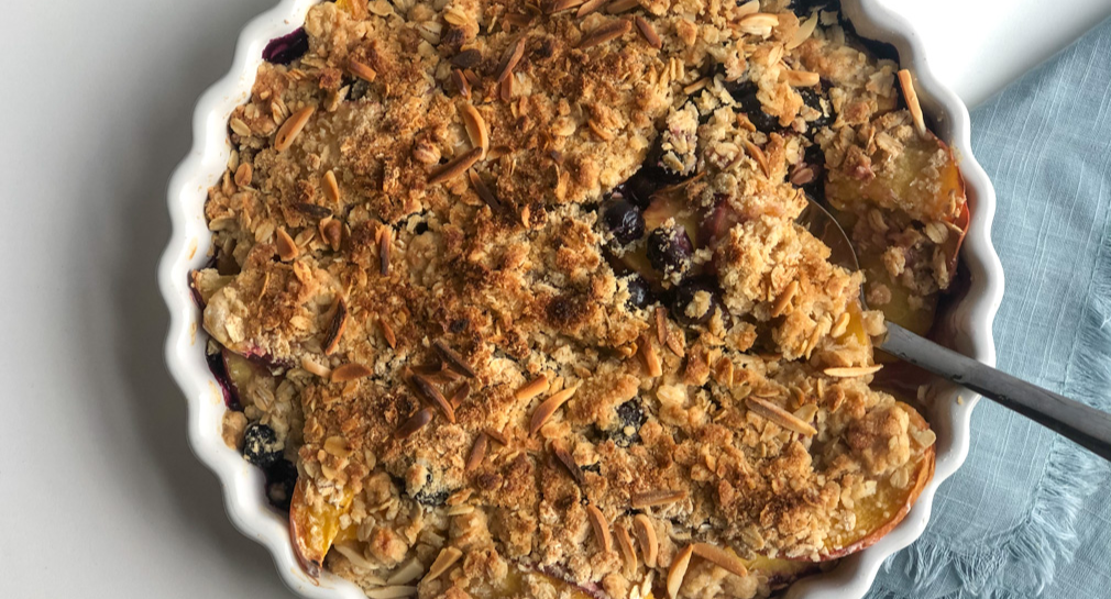 Lightened Up Blueberry peach crisp