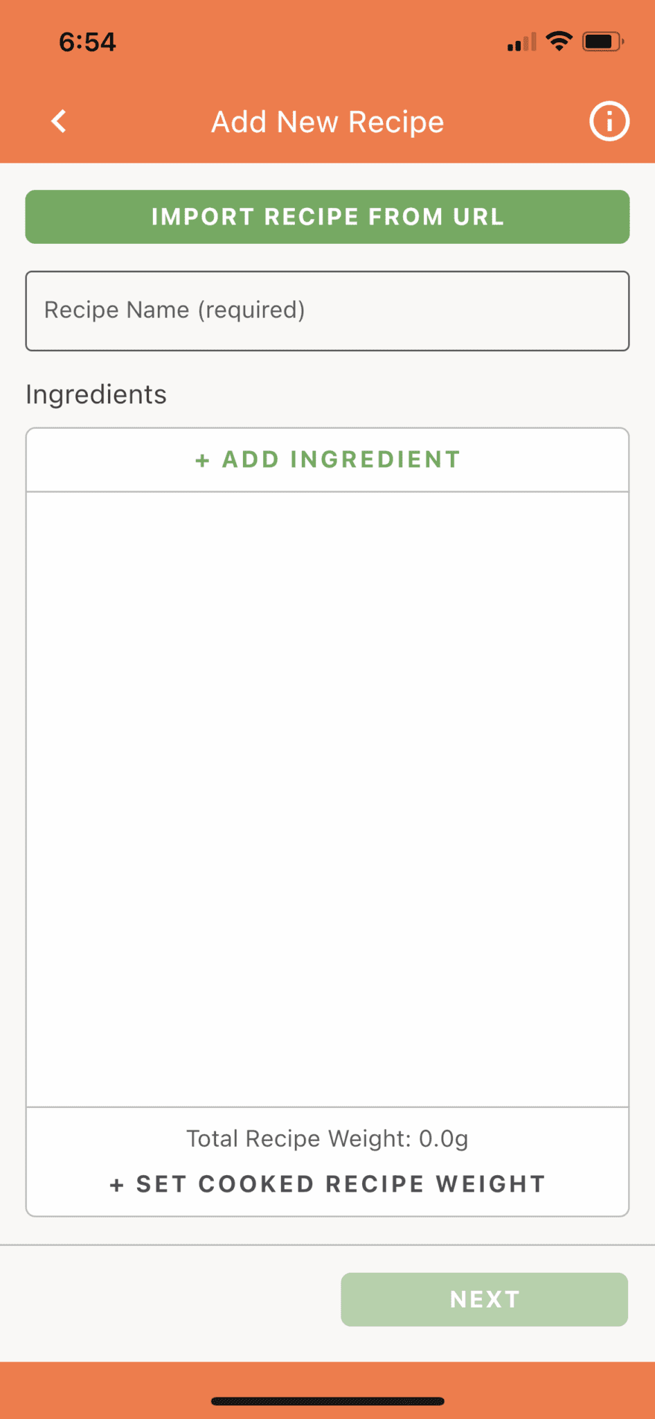 recipe importer screen shot