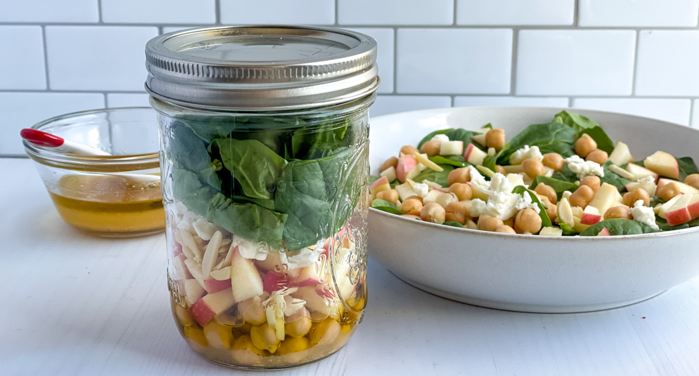 Spinach mason jar salad